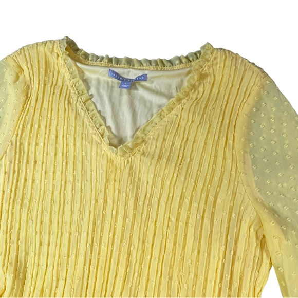 Valerie Stevens size Xl yellow bell sleeve vneck lined empire line boho top EUC - Picture 2 of 11